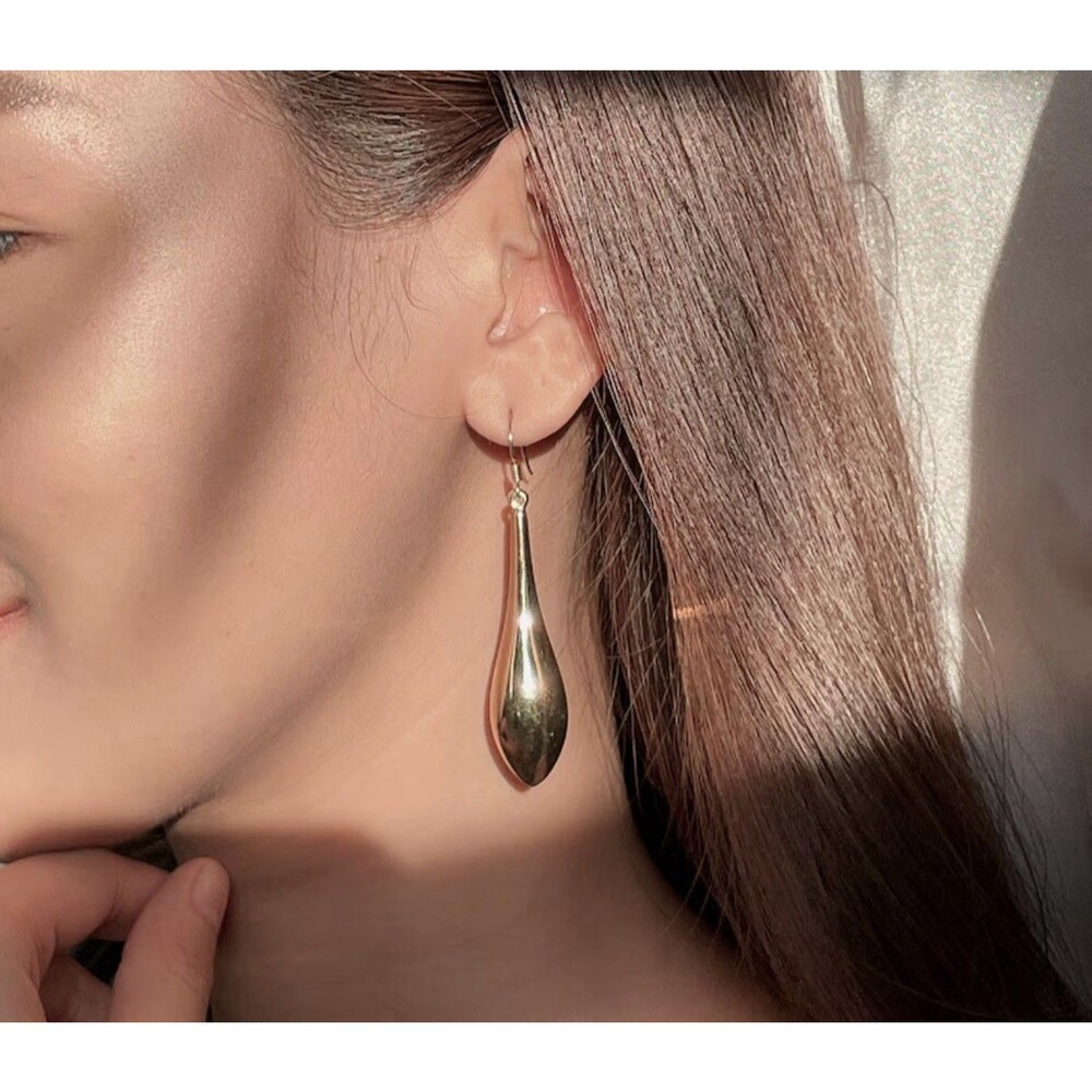 Earring tear drop Design dangler Long bauble Sterling Silver Gold Plated